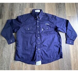 Magid Work Shirt Mens XL Navy Blue Flame Resistant FR Austal Logo SHN88AUS